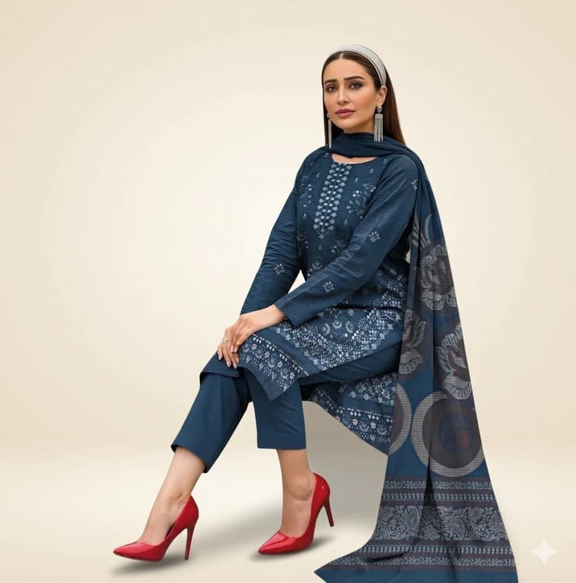 Blue Embroidered Suit