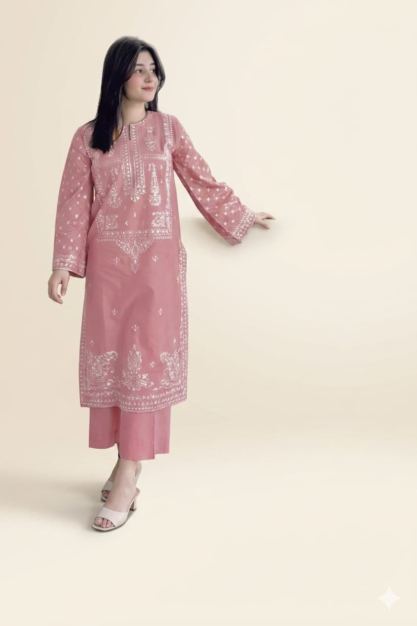 Pink Embroidered Suit
