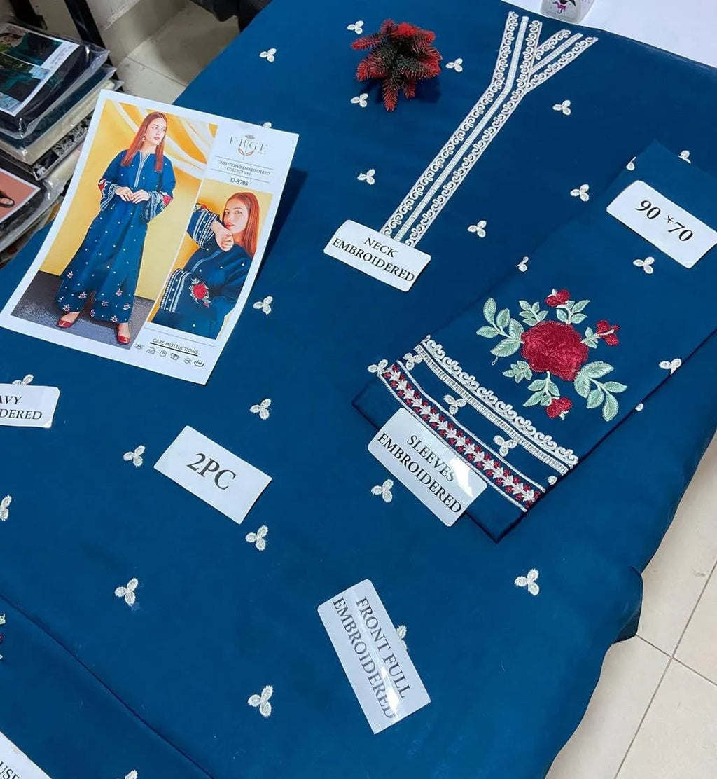 Blue Embroidered Suit