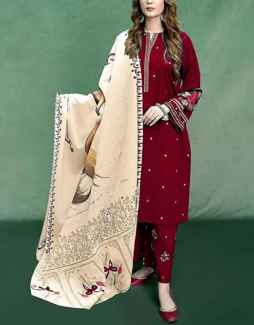 Chiffon Embroidered Suit