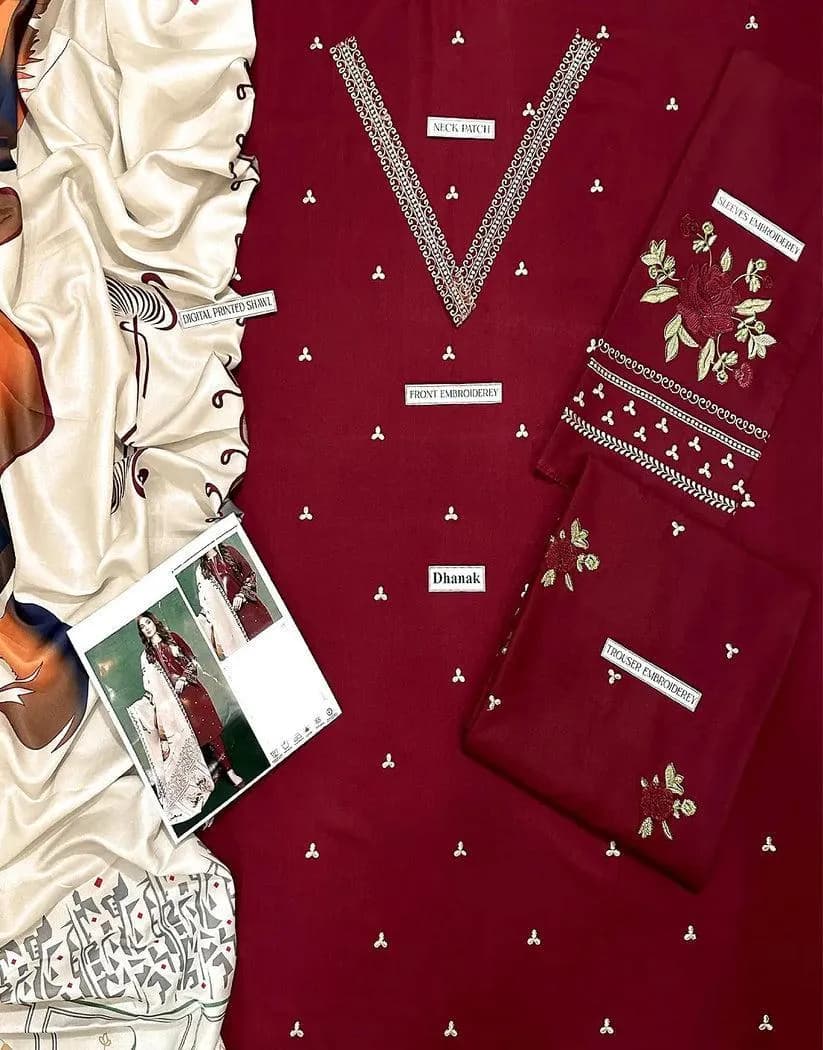 Chiffon Embroidered Suit