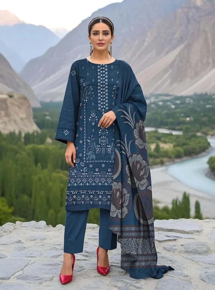 Blue Embroidered Suit