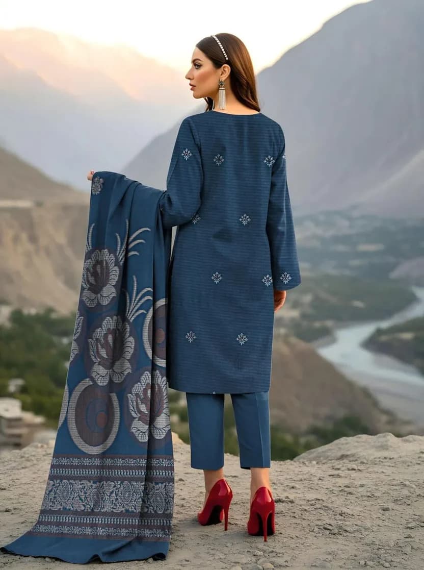 Blue Embroidered Suit