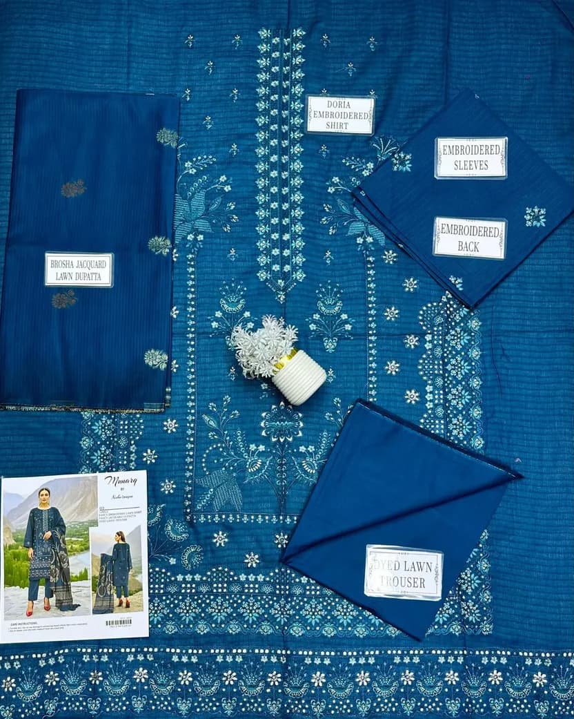 Blue Embroidered Suit